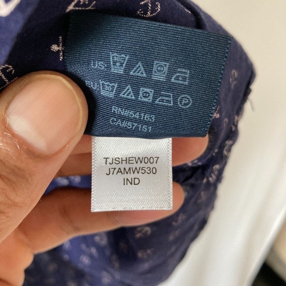 Tommy Hilfiger Women's Navy Long Sleeve Poker Dot Button Down Shirt Size Small - Picture 7 of 9